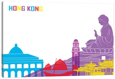Hong Kong Skyline Pop Canvas Art Print - China Art
