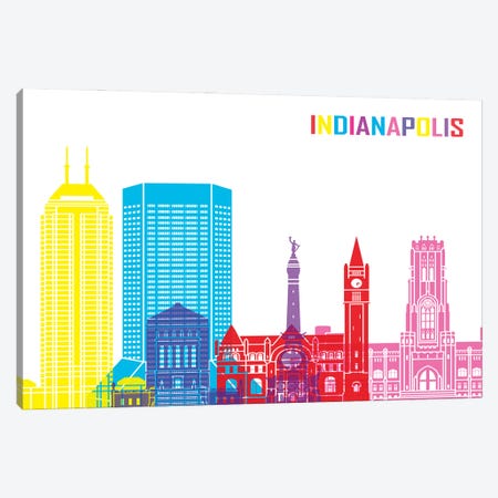 Indianapolis Skyline Pop Canvas Print #PUR2391} by Paul Rommer Canvas Wall Art