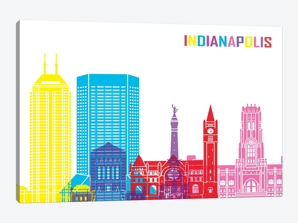 Indianapolis Skyline Pop by Paul Rommer 1-piece Canvas Artwork