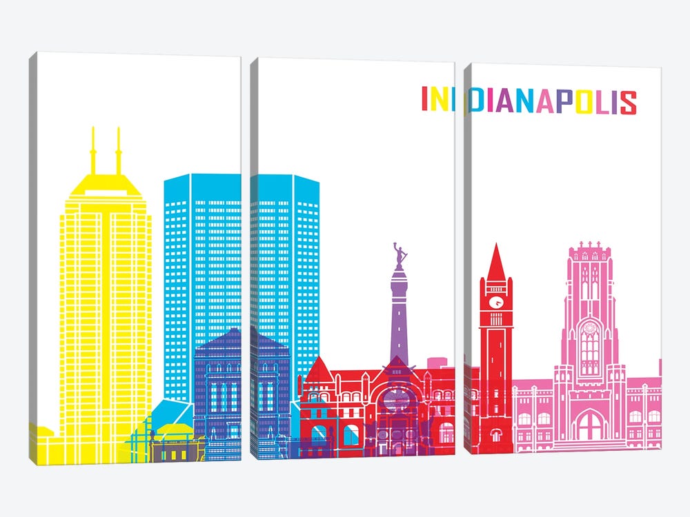 Indianapolis Skyline Pop by Paul Rommer 3-piece Canvas Artwork