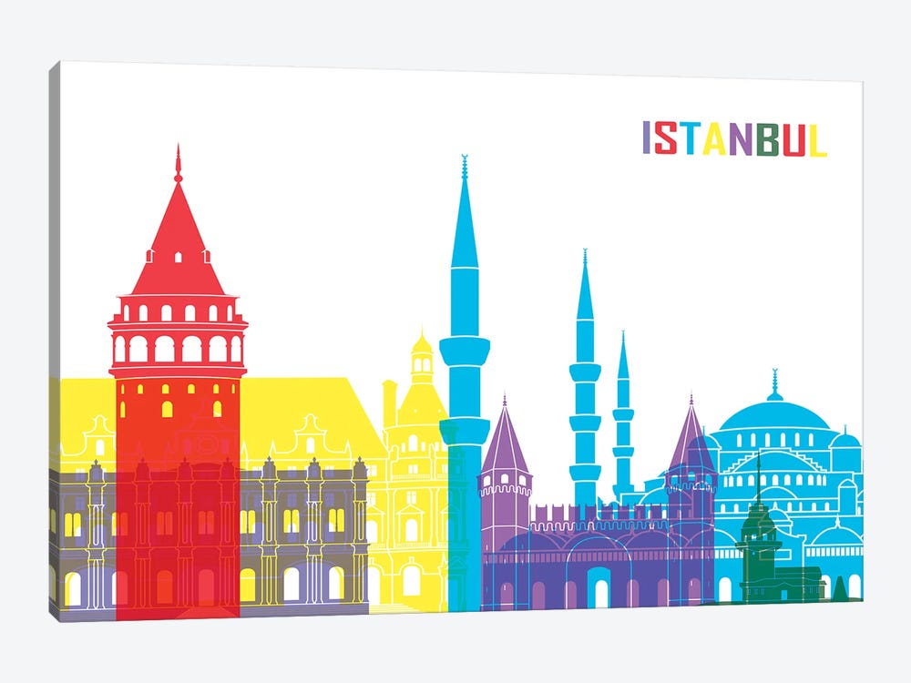 Istanbul Skyline Pop by Paul Rommer 1-piece Canvas Print