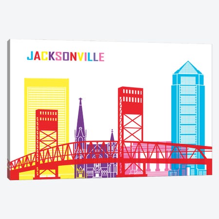 Jacksonville Skyline Pop Canvas Print #PUR2395} by Paul Rommer Canvas Print