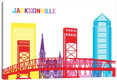 Jacksonville Skyline Pop Canvas Art Print - Jacksonville Art