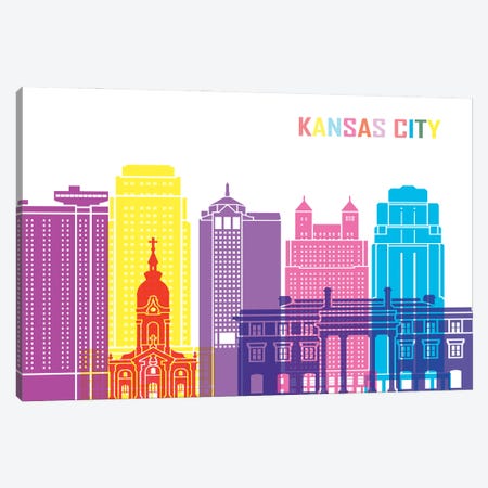 Kansas City II Skyline Pop Canvas Print #PUR2399} by Paul Rommer Canvas Artwork