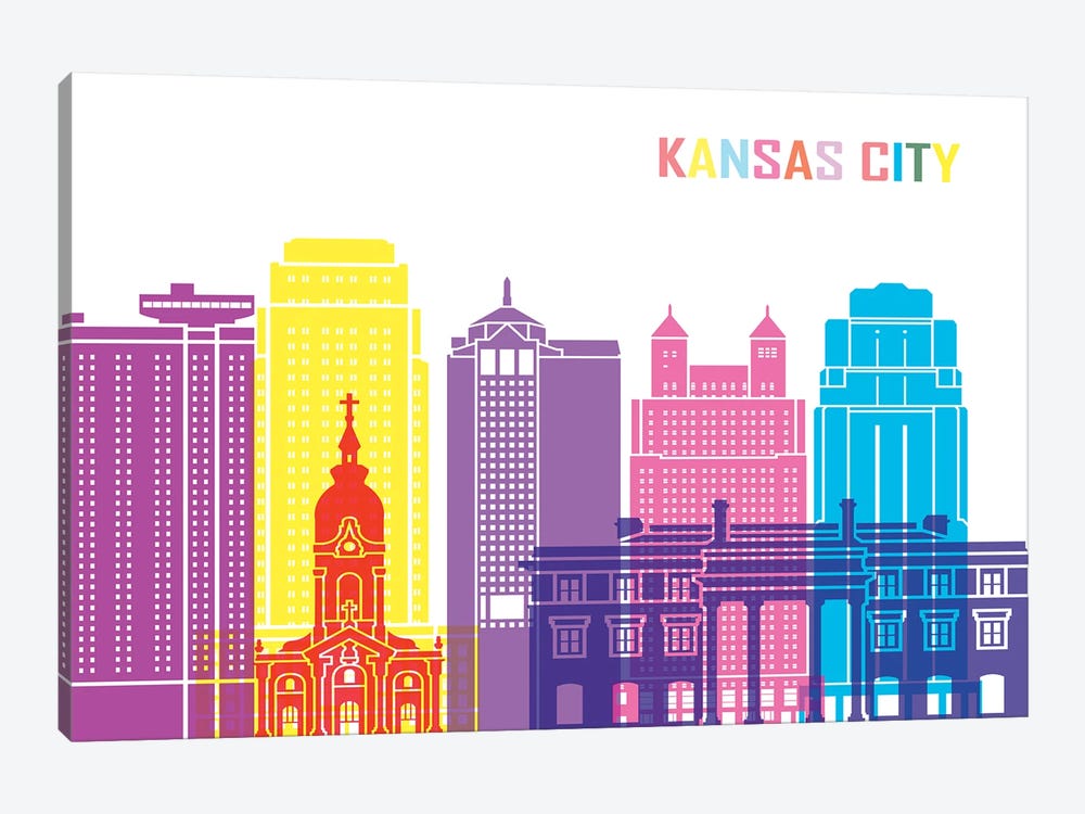 Kansas City II Skyline Pop by Paul Rommer 1-piece Canvas Wall Art