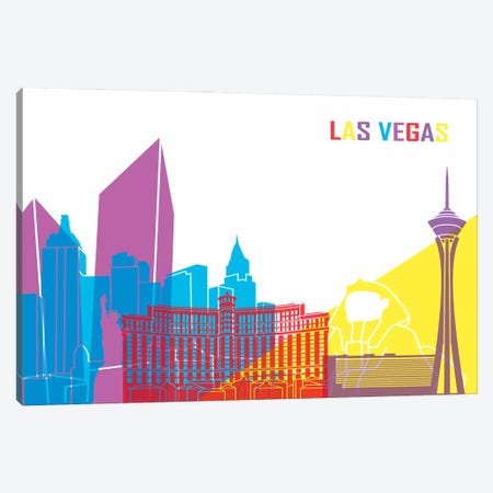 Las Vegas Skyline Pop Canvas Print #PUR2411} by Paul Rommer Canvas Print
