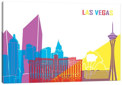 Las Vegas Skyline Pop Canvas Art Print - Las Vegas Skylines