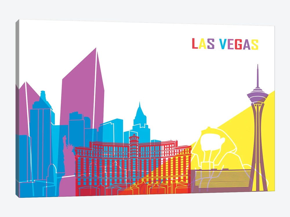 Las Vegas Skyline Pop by Paul Rommer 1-piece Canvas Print