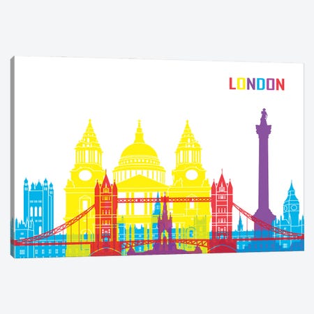 London Skyline Pop Canvas Print #PUR2428} by Paul Rommer Canvas Art