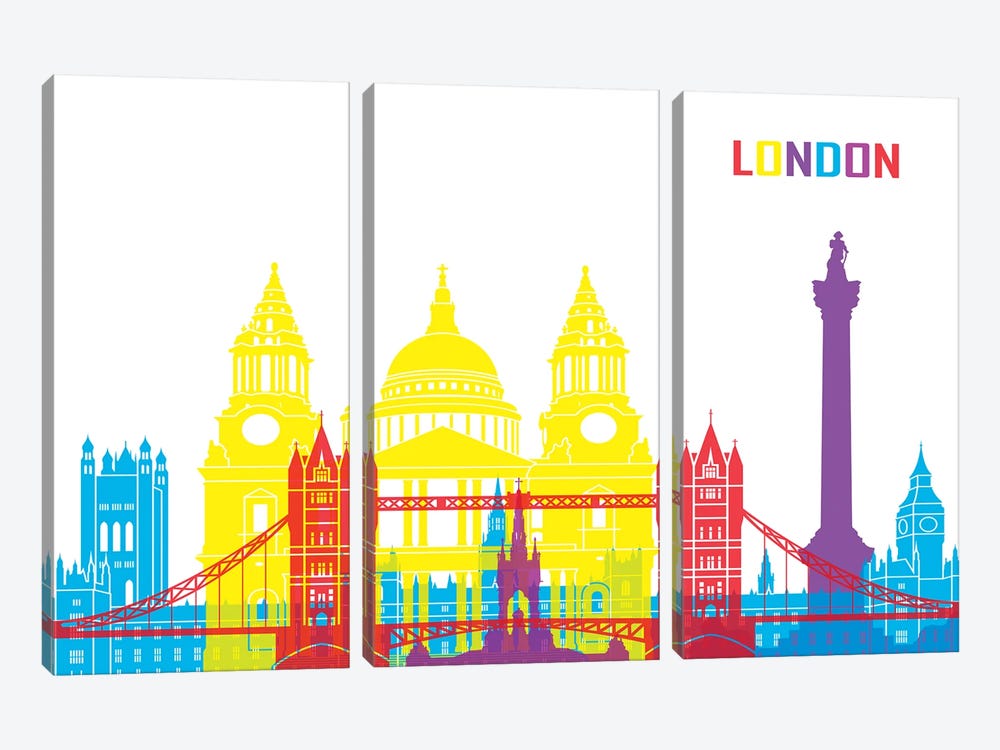 London Skyline Pop by Paul Rommer 3-piece Canvas Art Print