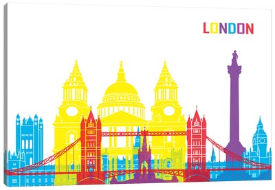 London Skyline Pop Canvas Art Print - London Skylines