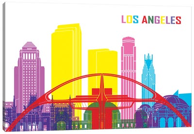 Los Angeles Skyline Pop Canvas Art Print - Los Angeles Skylines