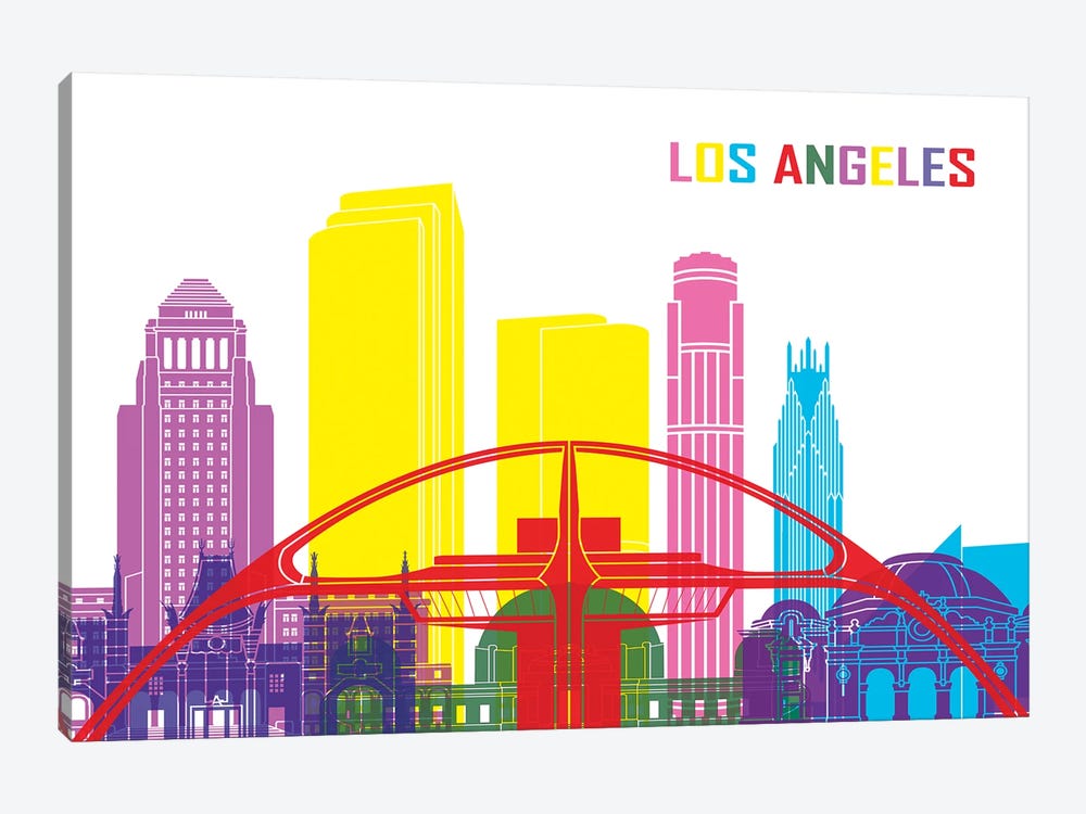 Los Angeles Skyline Pop by Paul Rommer 1-piece Canvas Print