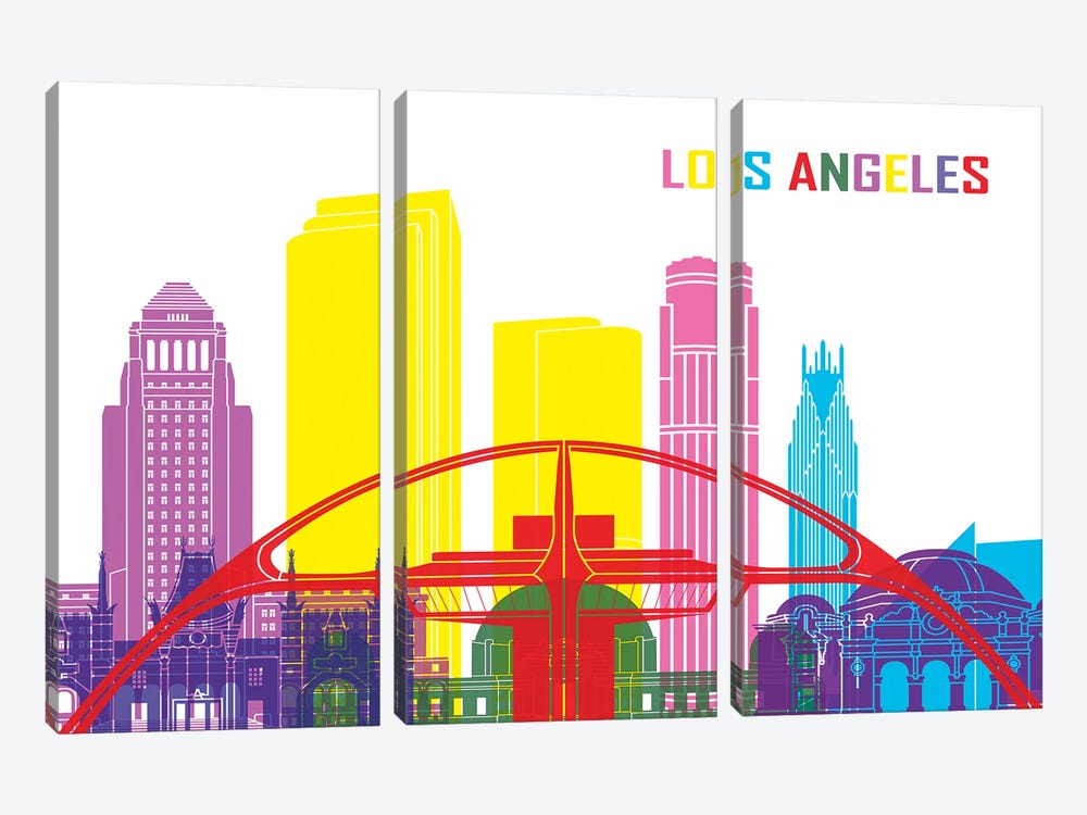 Los Angeles Skyline Pop by Paul Rommer 3-piece Art Print