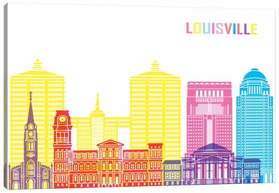 Louisville II Skyline Pop Canvas Art Print - Louisville