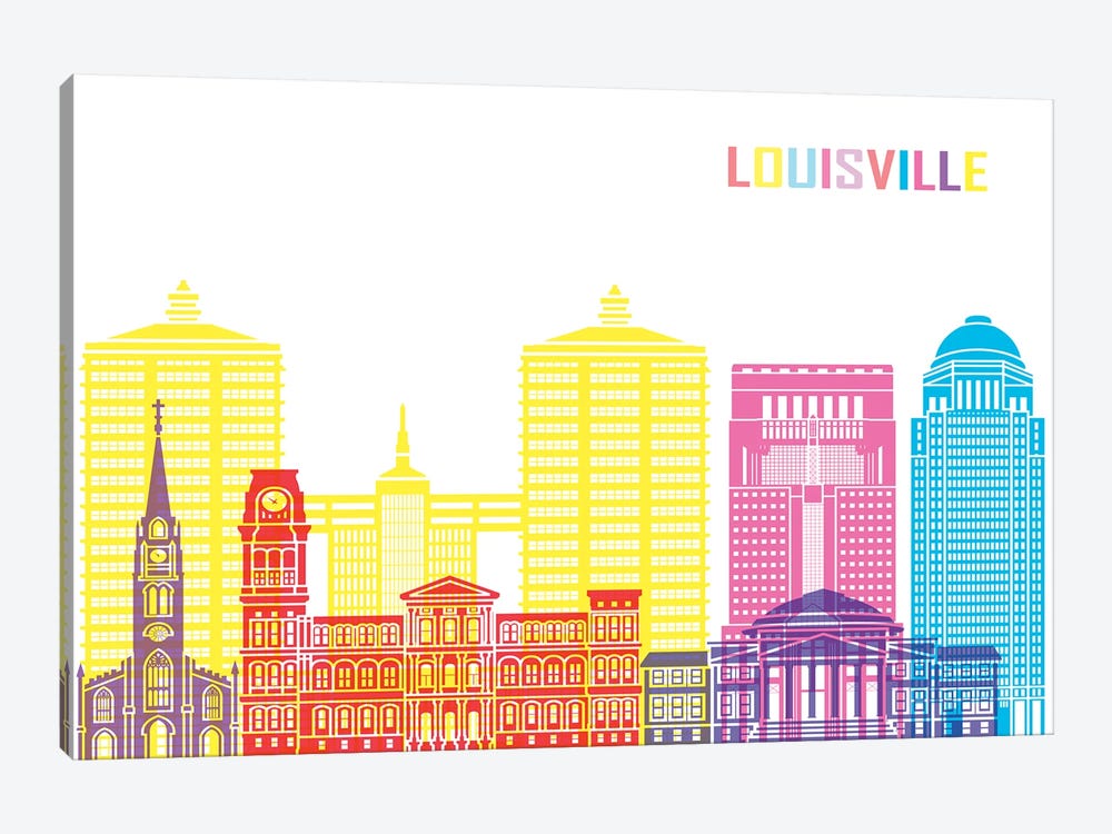 Louisville II Skyline Pop by Paul Rommer 1-piece Canvas Wall Art