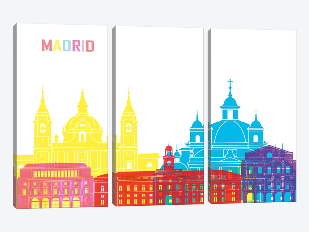 Madrid II Skyline Pop by Paul Rommer 3-piece Art Print