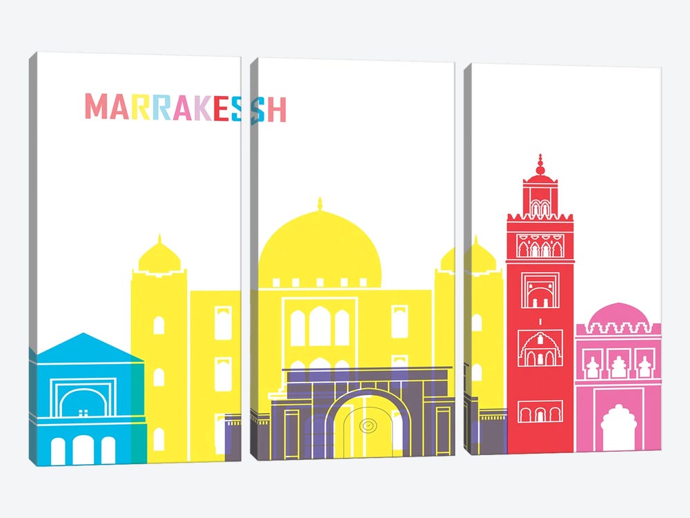 Marrakesh Skyline Pop by Paul Rommer 3-piece Canvas Wall Art