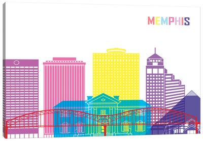 Memphis II Skyline Pop Canvas Art Print - Tennessee Art