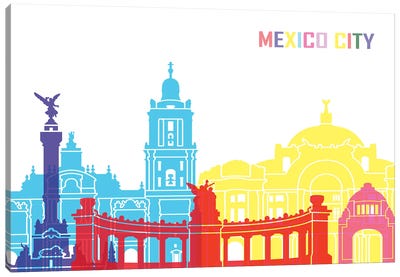 Mexico City Skyline Pop Canvas Art Print