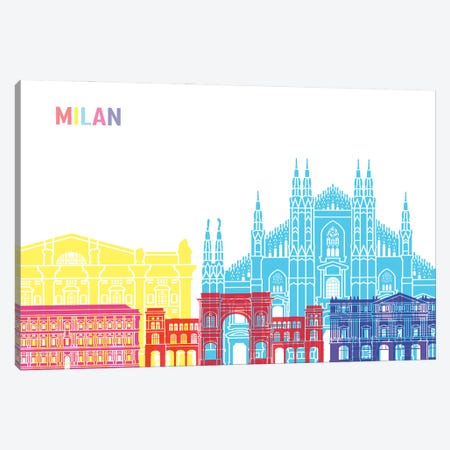 Milan Skyline Pop Canvas Print #PUR2448} by Paul Rommer Canvas Art
