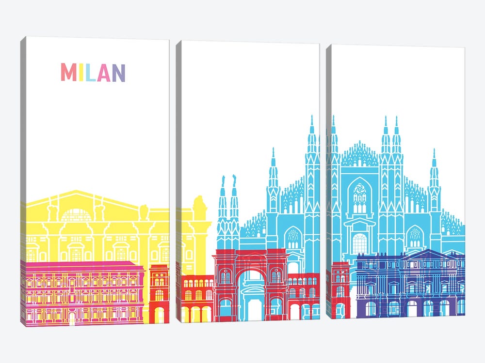 Milan Skyline Pop by Paul Rommer 3-piece Art Print
