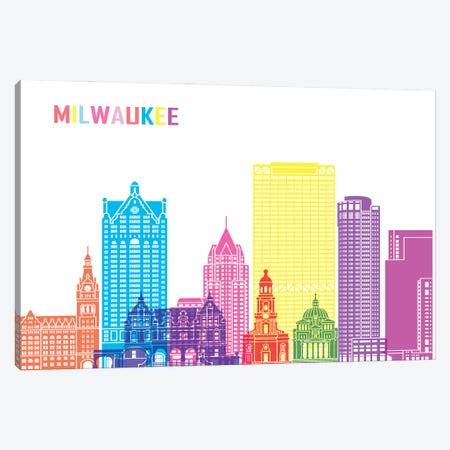 Milwaukee II Skyline Pop Canvas Print #PUR2449} by Paul Rommer Canvas Wall Art