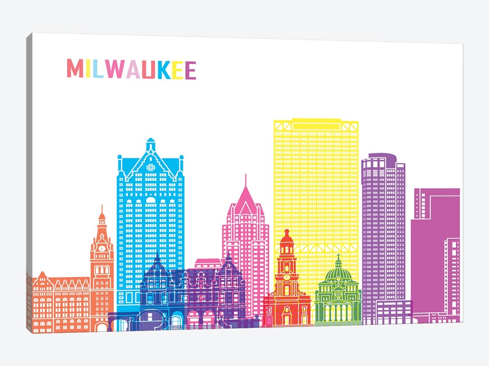 Milwaukee II Skyline Pop by Paul Rommer 1-piece Canvas Artwork