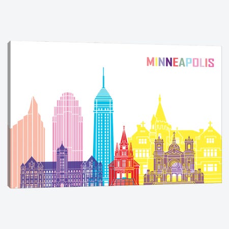 Minneapolis II Skyline Pop Canvas Print #PUR2450} by Paul Rommer Canvas Art Print