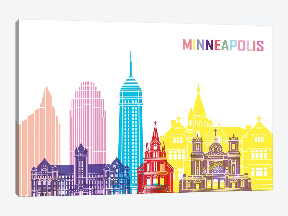 Minneapolis II Skyline Pop by Paul Rommer 1-piece Canvas Wall Art