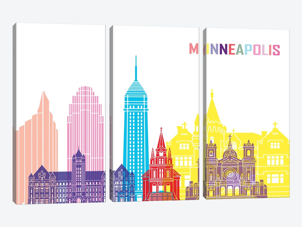 Minneapolis II Skyline Pop by Paul Rommer 3-piece Canvas Artwork