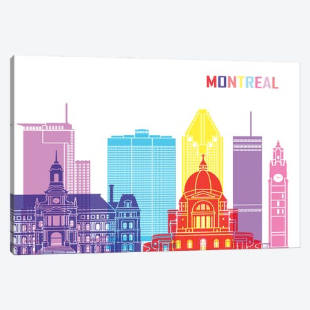 Montreal II Skyline Pop Canvas Print #PUR2452} by Paul Rommer Art Print