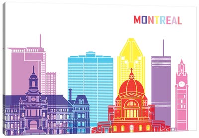 Montreal II Skyline Pop Canvas Art Print - Montreal Art