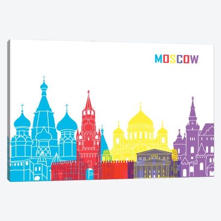 Moscow Skyline Pop Canvas Print #PUR2454} by Paul Rommer Canvas Wall Art