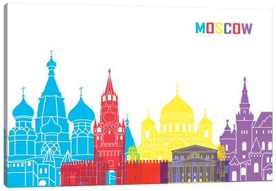 Moscow Skyline Pop Canvas Art Print - Russia Art