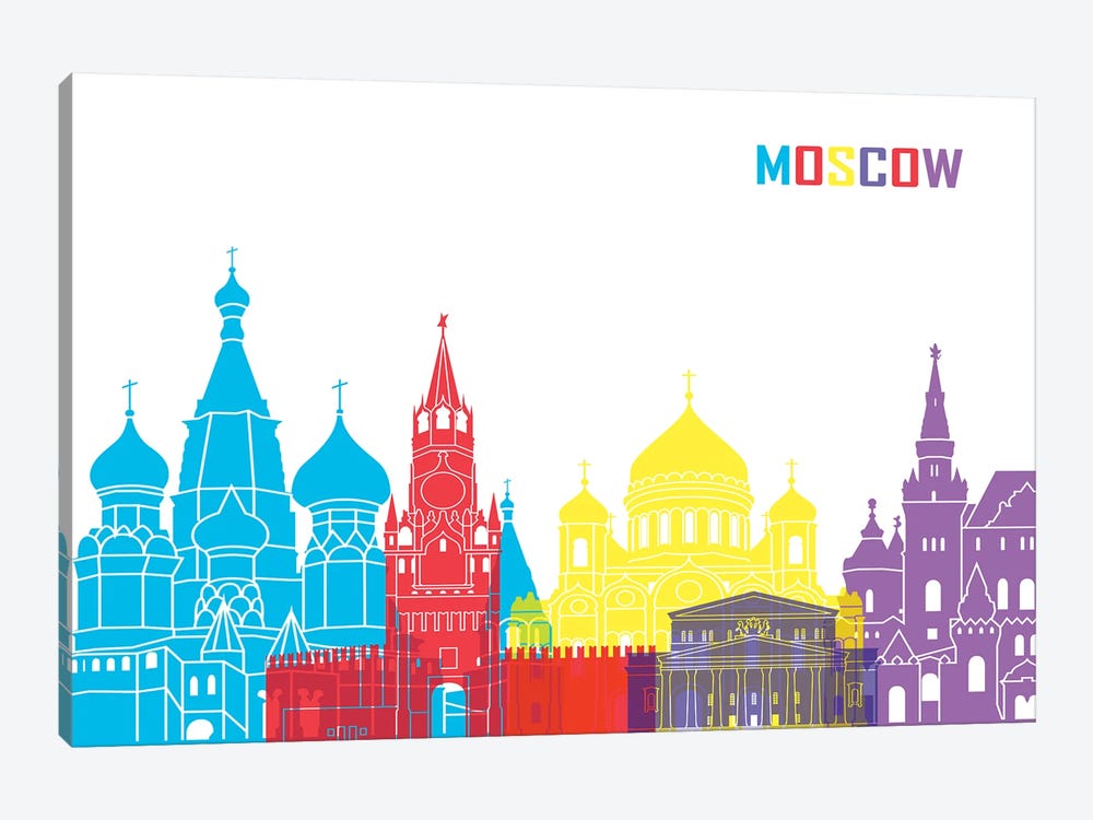 Moscow Skyline Pop by Paul Rommer 1-piece Canvas Artwork