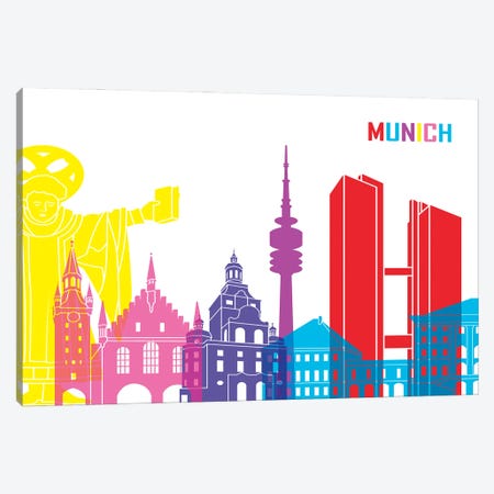 Munich Skyline Pop Canvas Print #PUR2456} by Paul Rommer Canvas Art