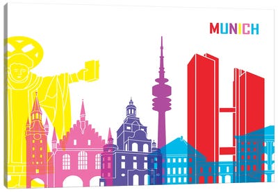 Munich Skyline Pop Canvas Art Print - Munich Art