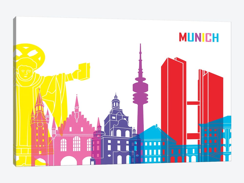 Munich Skyline Pop by Paul Rommer 1-piece Canvas Wall Art