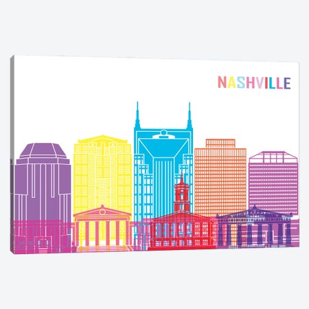 Nashville II Skyline Pop Canvas Print #PUR2460} by Paul Rommer Canvas Artwork