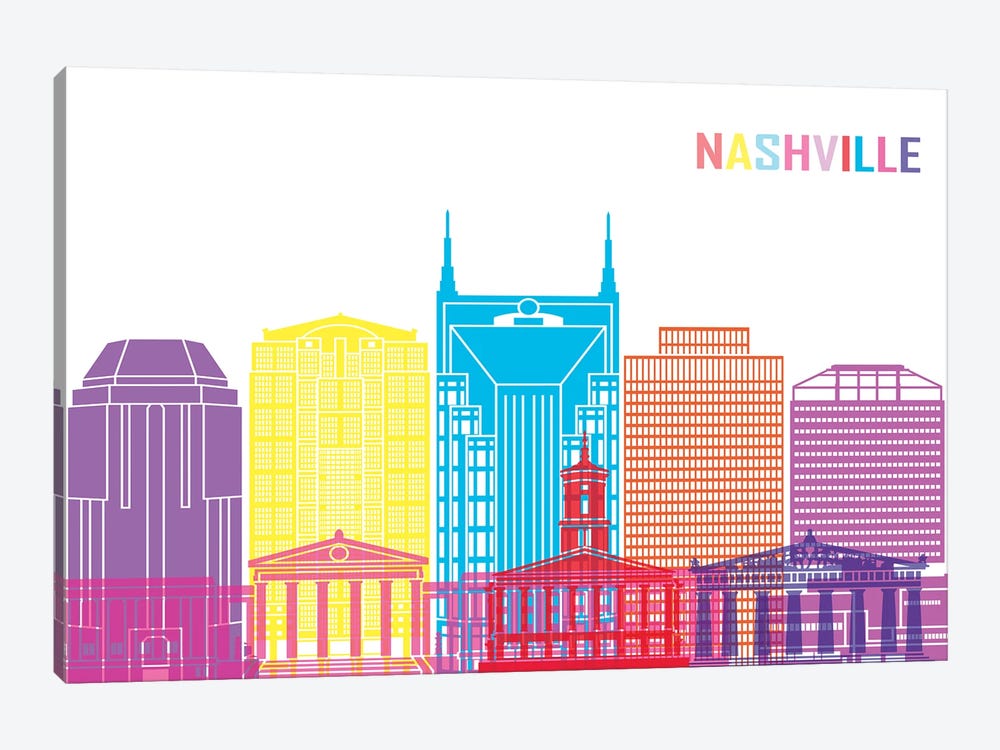 Nashville II Skyline Pop by Paul Rommer 1-piece Canvas Art Print