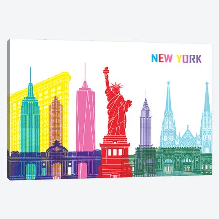 New York Skyline Pop Canvas Print #PUR2461} by Paul Rommer Canvas Art