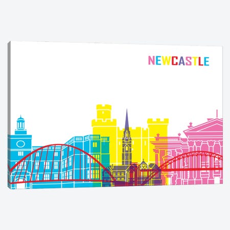 Newcastle Skyline Pop Canvas Print #PUR2462} by Paul Rommer Canvas Artwork