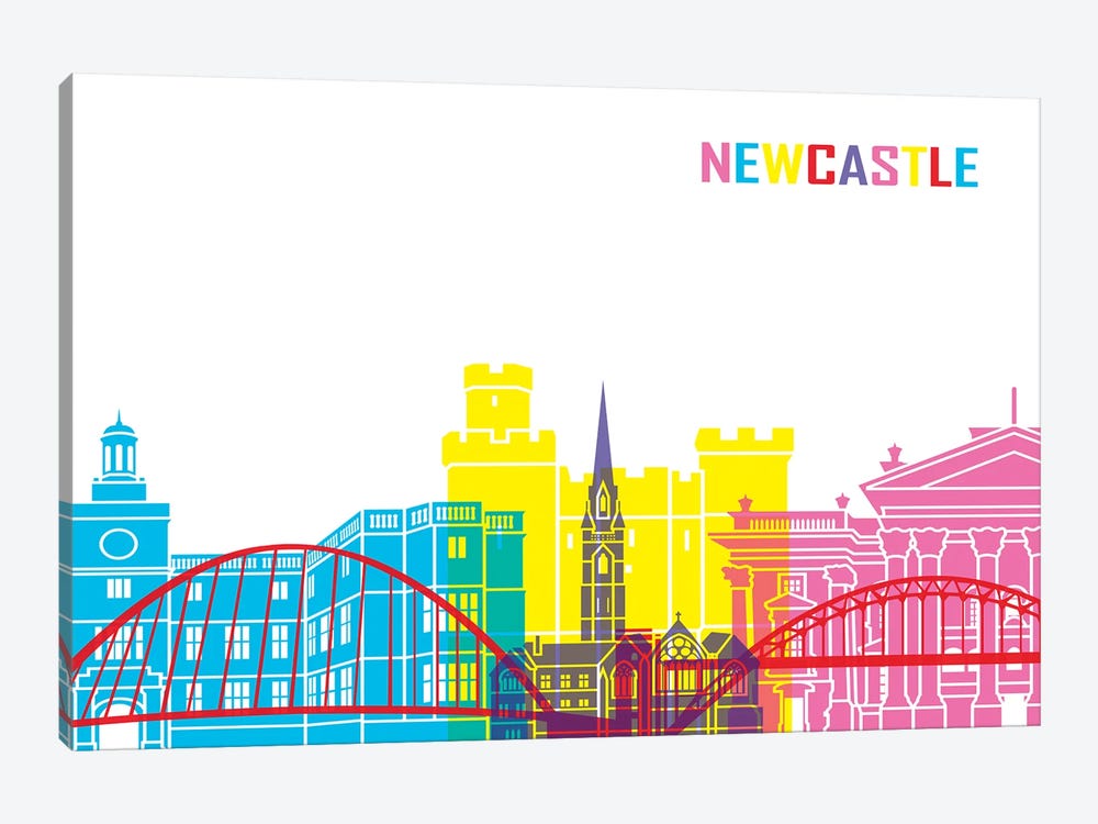 Newcastle Skyline Pop by Paul Rommer 1-piece Canvas Art Print