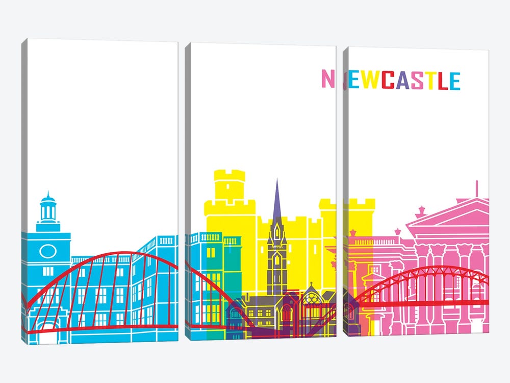 Newcastle Skyline Pop by Paul Rommer 3-piece Canvas Print