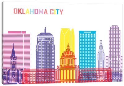 Oklahoma City II Skyline Pop Canvas Art Print - Oklahoma Art