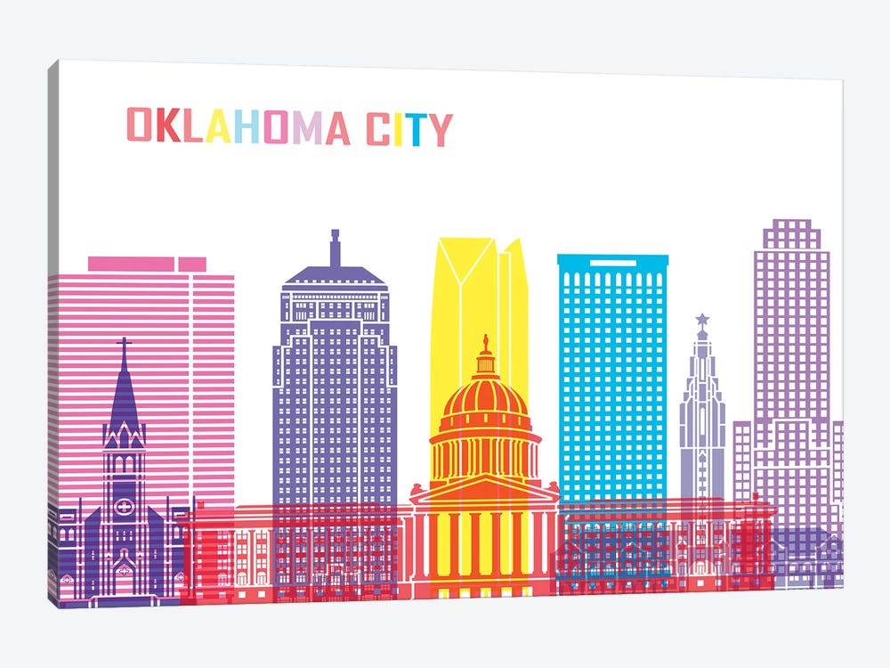 Oklahoma City II Skyline Pop by Paul Rommer 1-piece Canvas Print