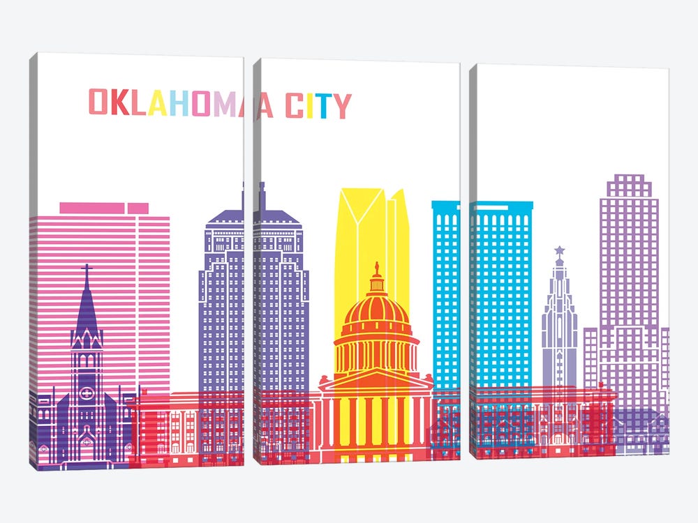 Oklahoma City II Skyline Pop by Paul Rommer 3-piece Art Print