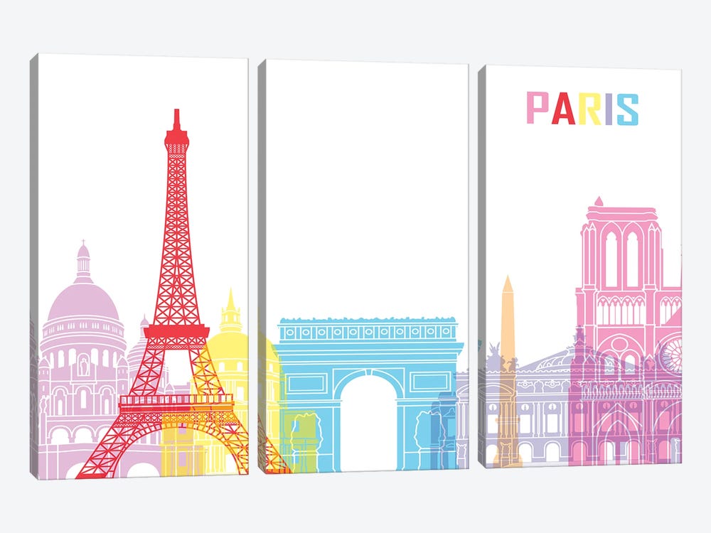 Paris Skyline Pop by Paul Rommer 3-piece Art Print