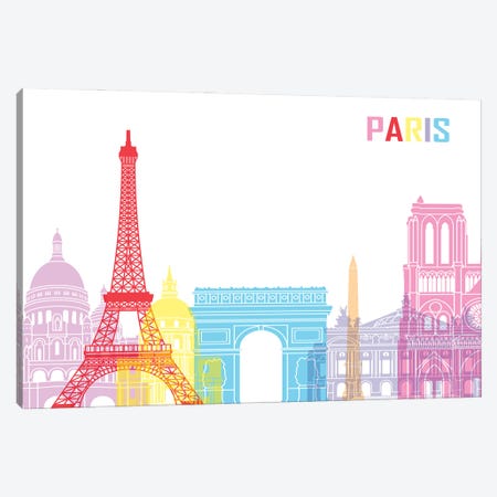 Paris Skyline Pop Canvas Print #PUR2475} by Paul Rommer Canvas Wall Art